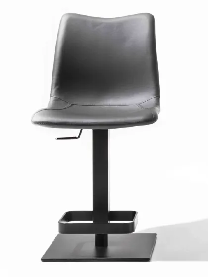 Sgabello regolabile Morgan con seduta in ecopelle colore Titanio con struttura in metallo verniciato nero di La Seggiola