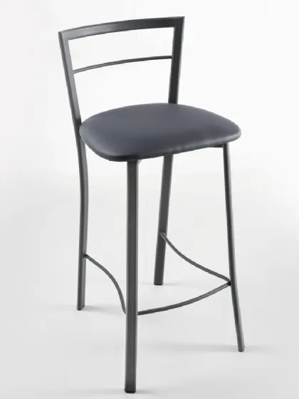Sgabello Nicole Stool in metallo verniciato antracite con seduta in ecopelle di La Seggiola