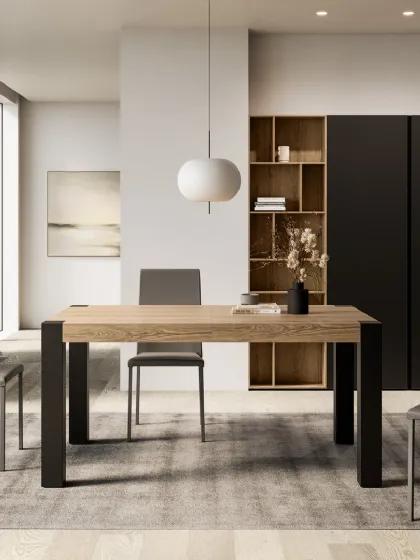 Tavolo allungabile Athos Iron con piano in laminato e gambe in ferro verniciato di Arredo3