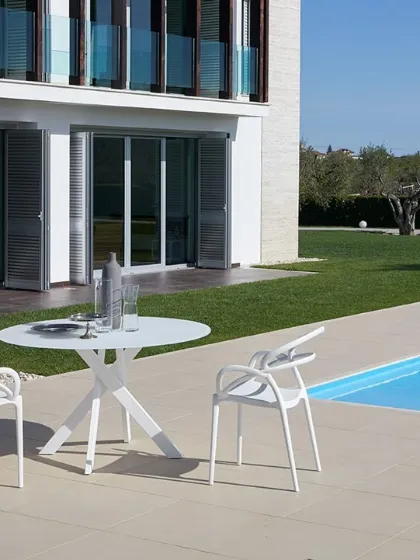 Tavolo in vetro Giotto T25 con top in vetro di Friulsedie