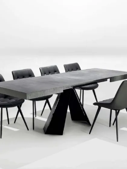 Tavolo allungabile Compact in nobilitato folding color antracite e base in metallo verniciato nero di La Seggiola