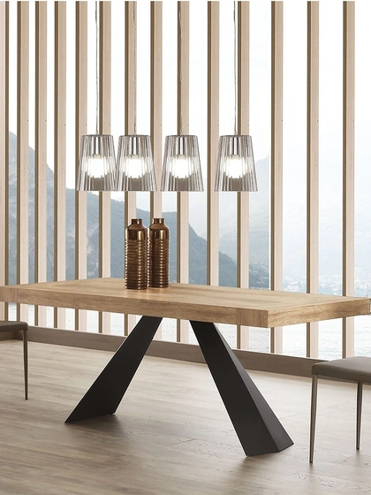 Tavolo Ragnar in nobilitato folding rovere con base in metallo verniciato nero di La Seggiola