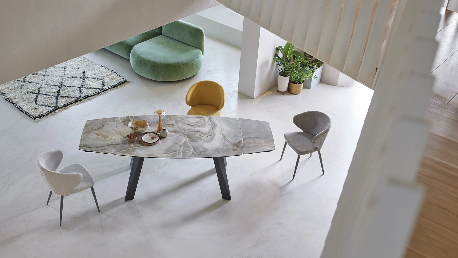 Tavolo allungabile Levante T54 con top in ceramica di Friulsedie