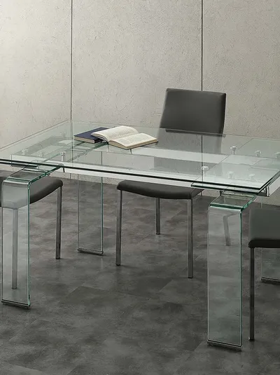 Tavolo allungabile Mini Glass in vetro temperato trasparente di La Seggiola