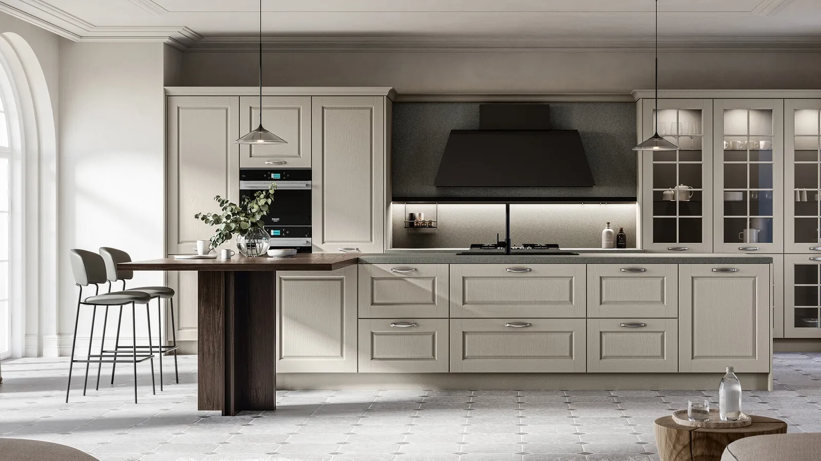 Cucina Classica in laccato a poro aperto con isola Asolo di Arredo3