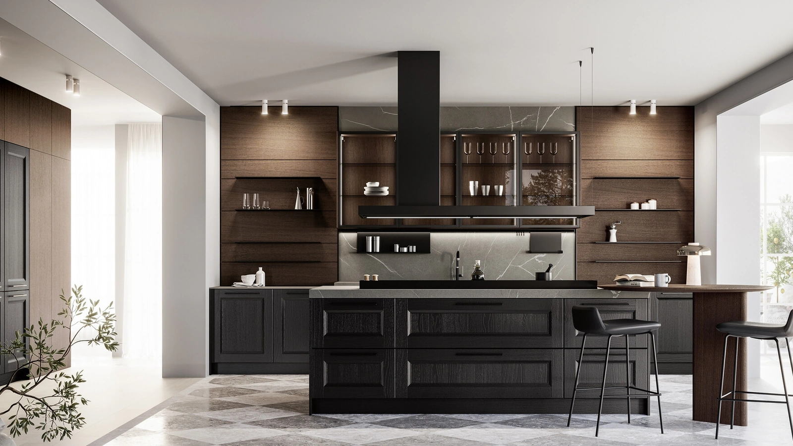 Cucina Classica in laccato a poro aperto con isola Gioiosa di Arredo3